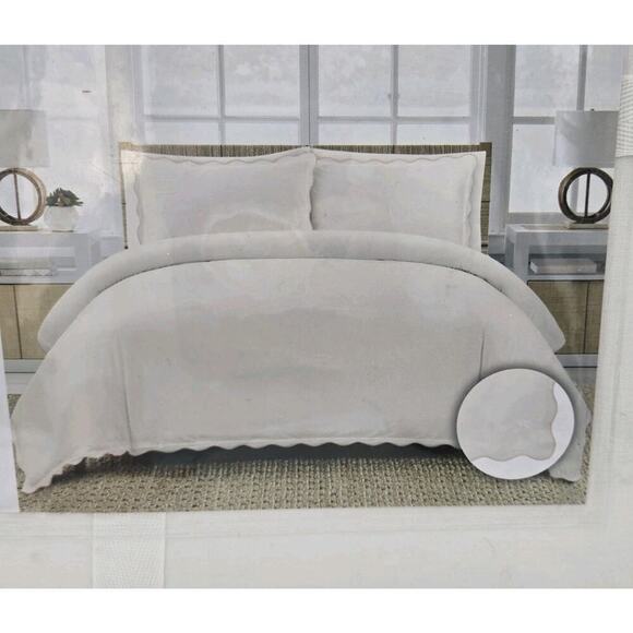 Hotel Collection Other - Hotel Collection Duvet Set KING White Embroidered Scalloped Trim Cotton CRISP WH